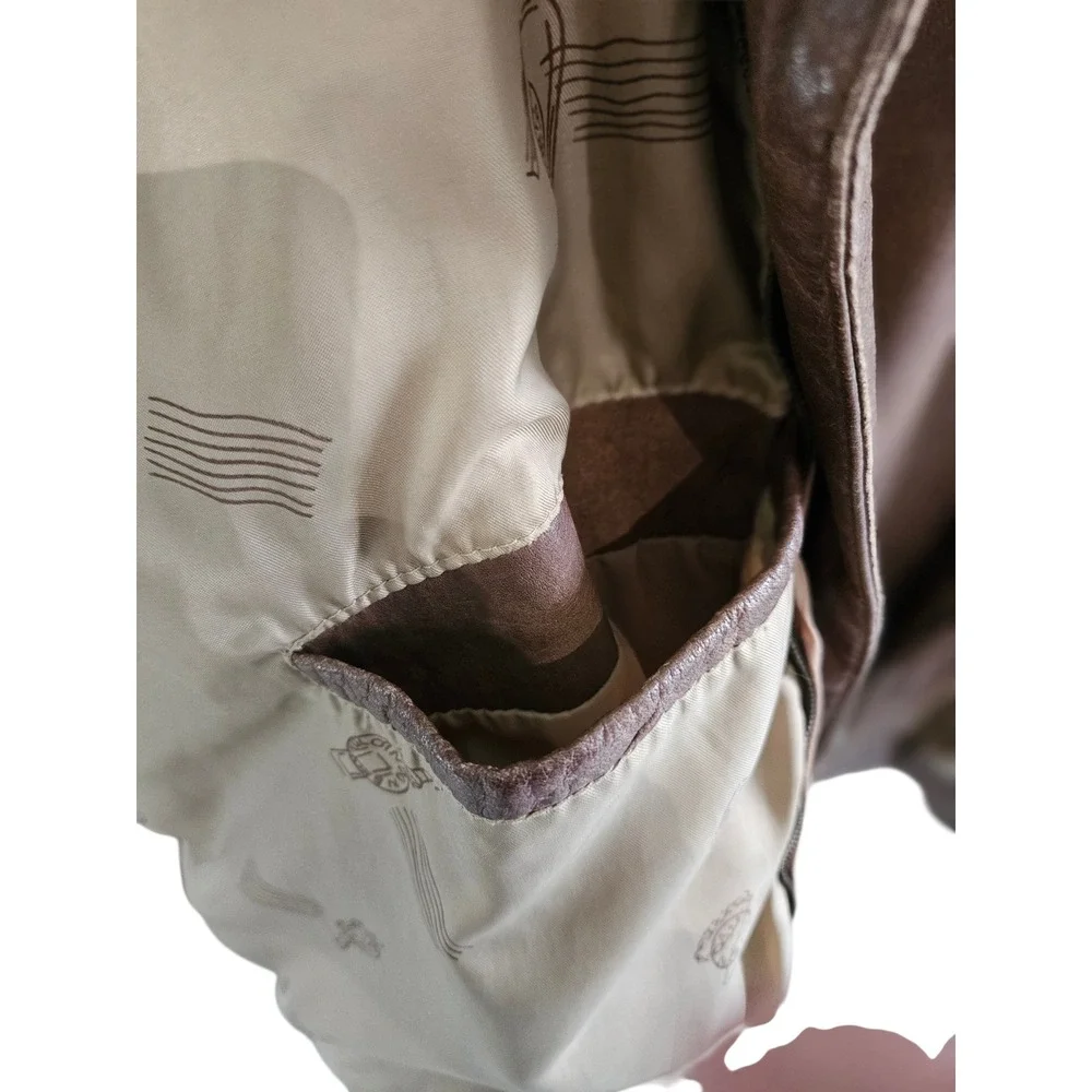 Adventure Bound Originals Mens Brown Leather Bomber Jacket Thinsulate 2X Vintage